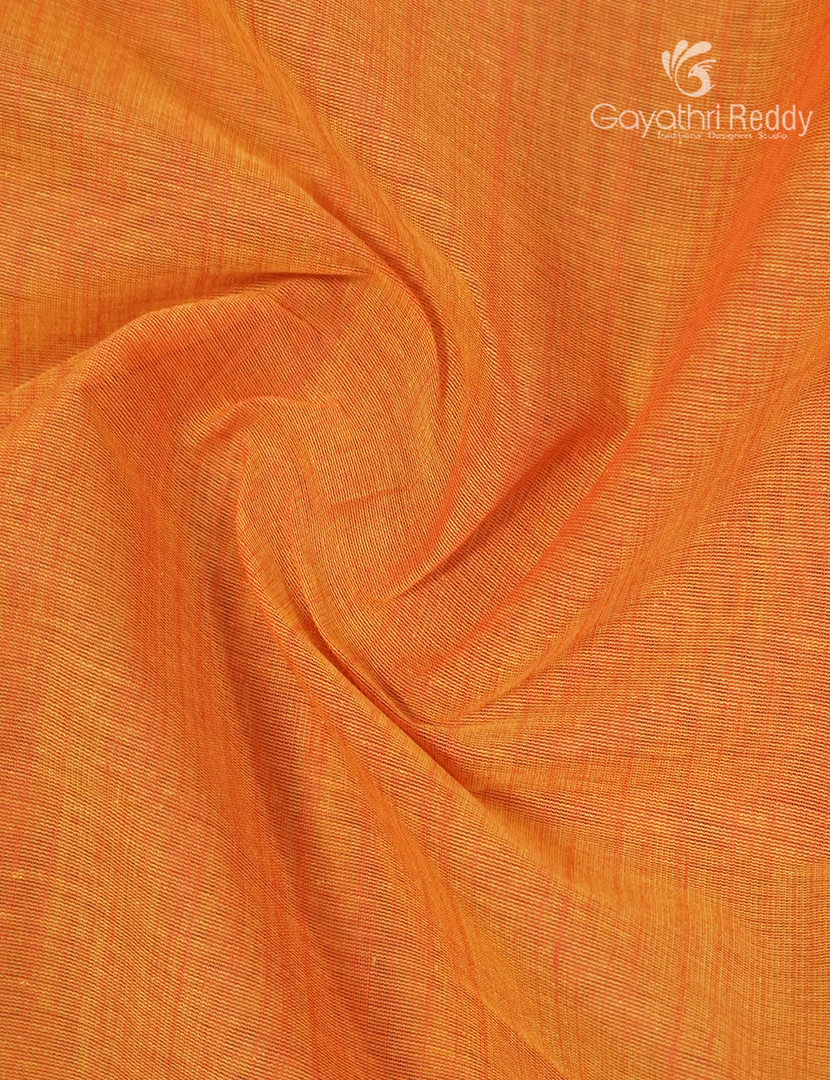 Pure Handloom Cotton Saree in Orange
