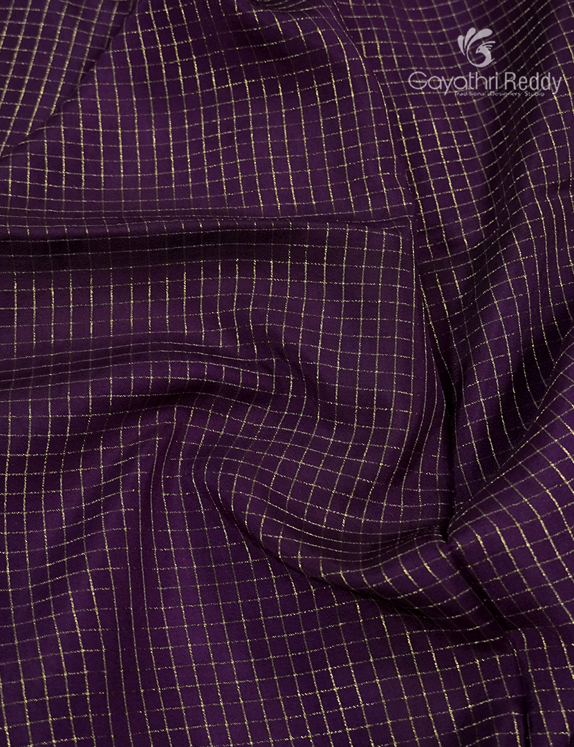 Semi Mysore Crepe Saree in Deep Violet and Bridal Red