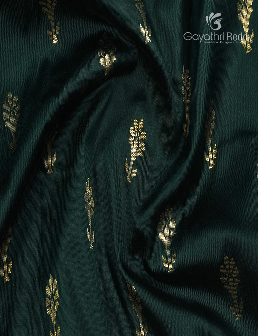 Semi Banaras Katan Silk Saree in Deep Green