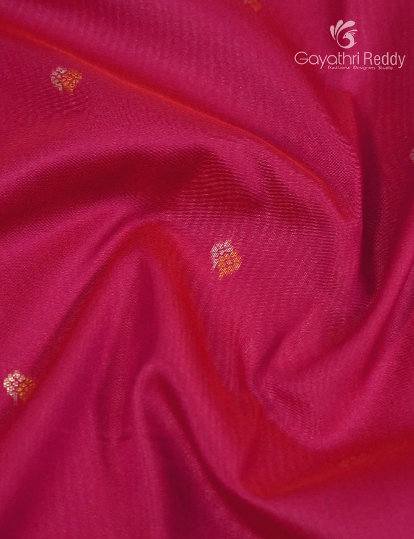 Semi Kanchipuran Silk Saree in Rani Pink and  Peach