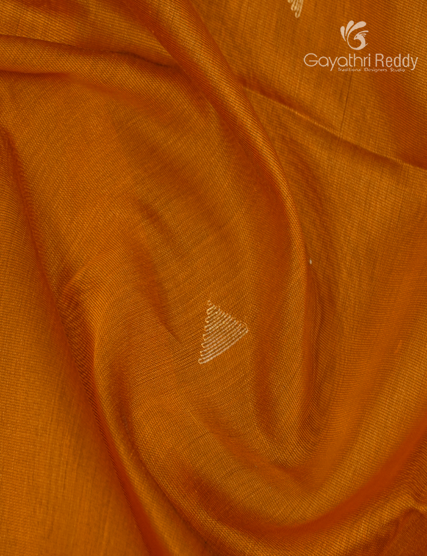Pure Chanderi Sico Saree in Tangerine