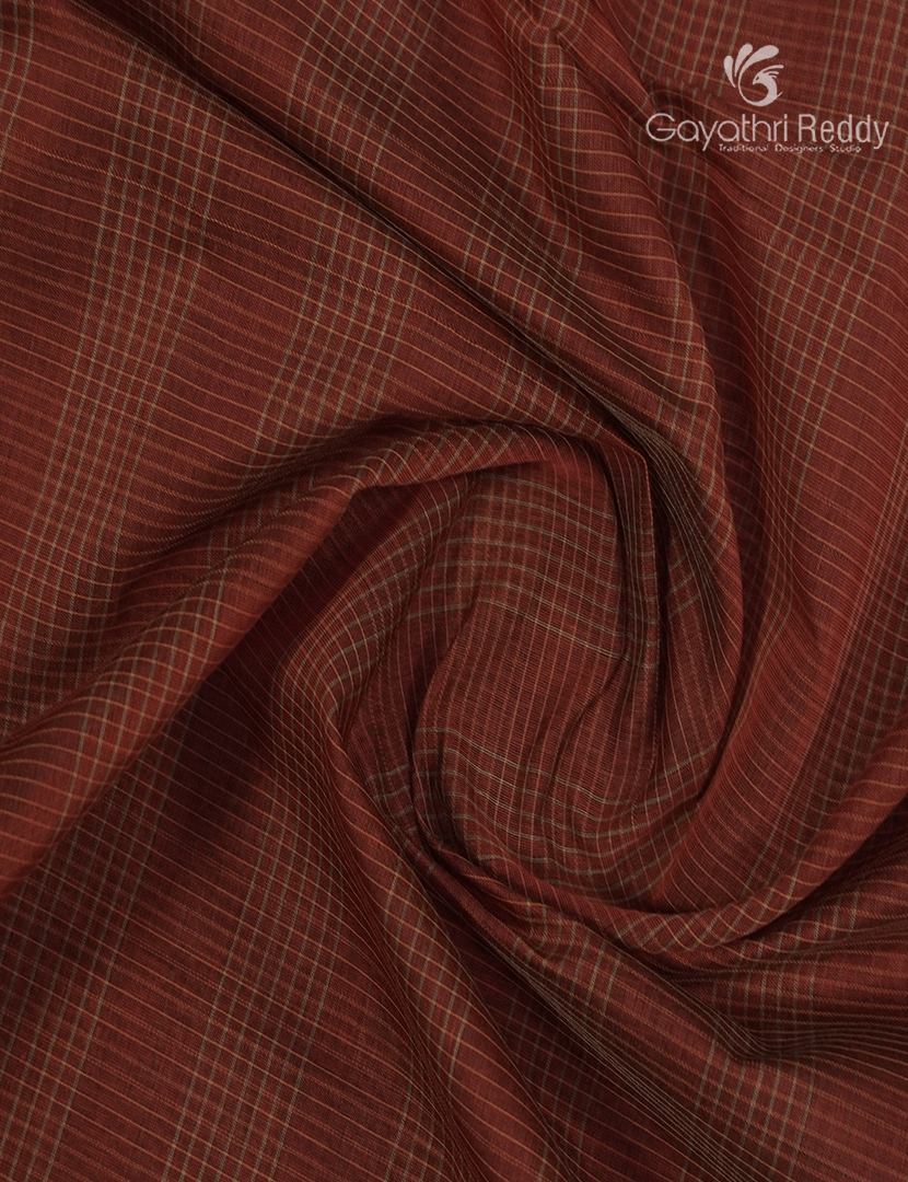 Semi Ikat Sico Saree in Rust