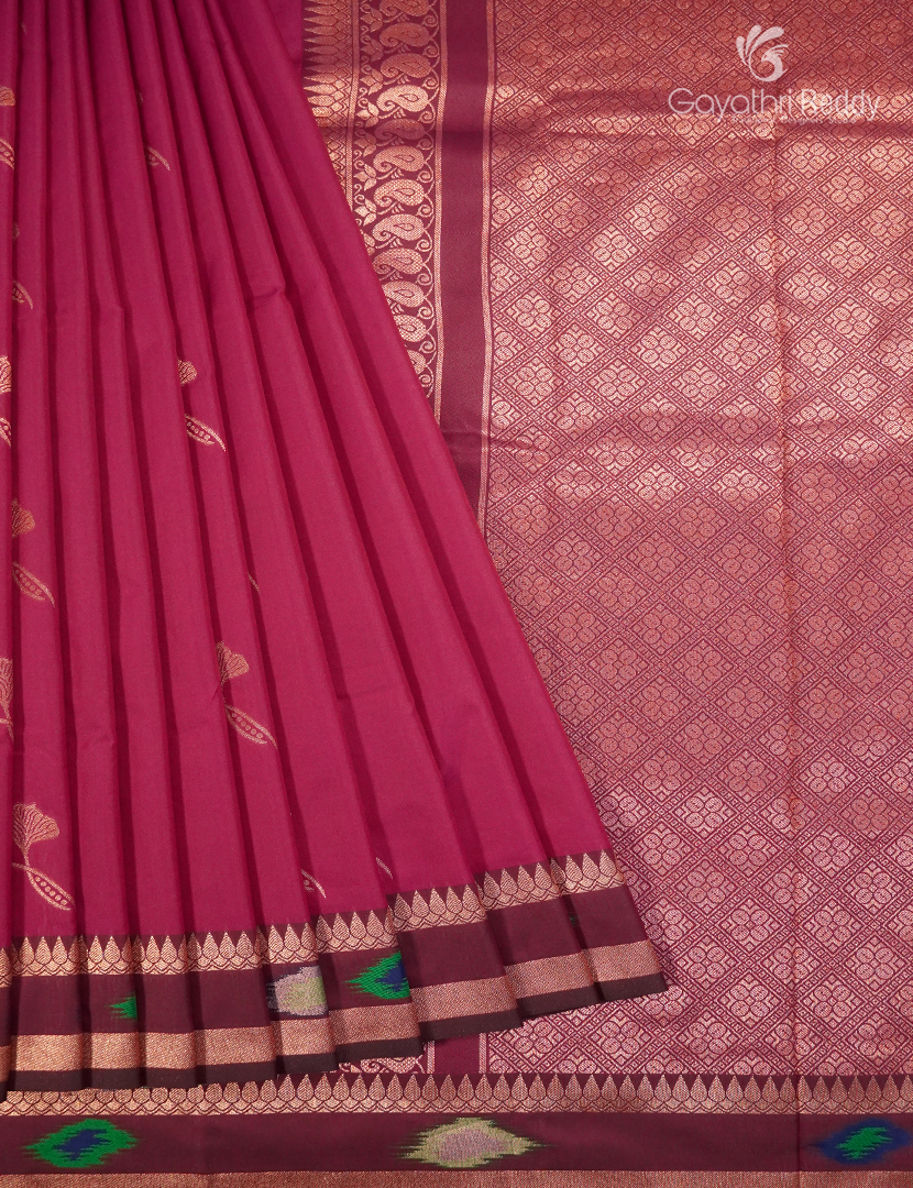 Semi Kanchipuram Art Silk Saree in Rani Pink