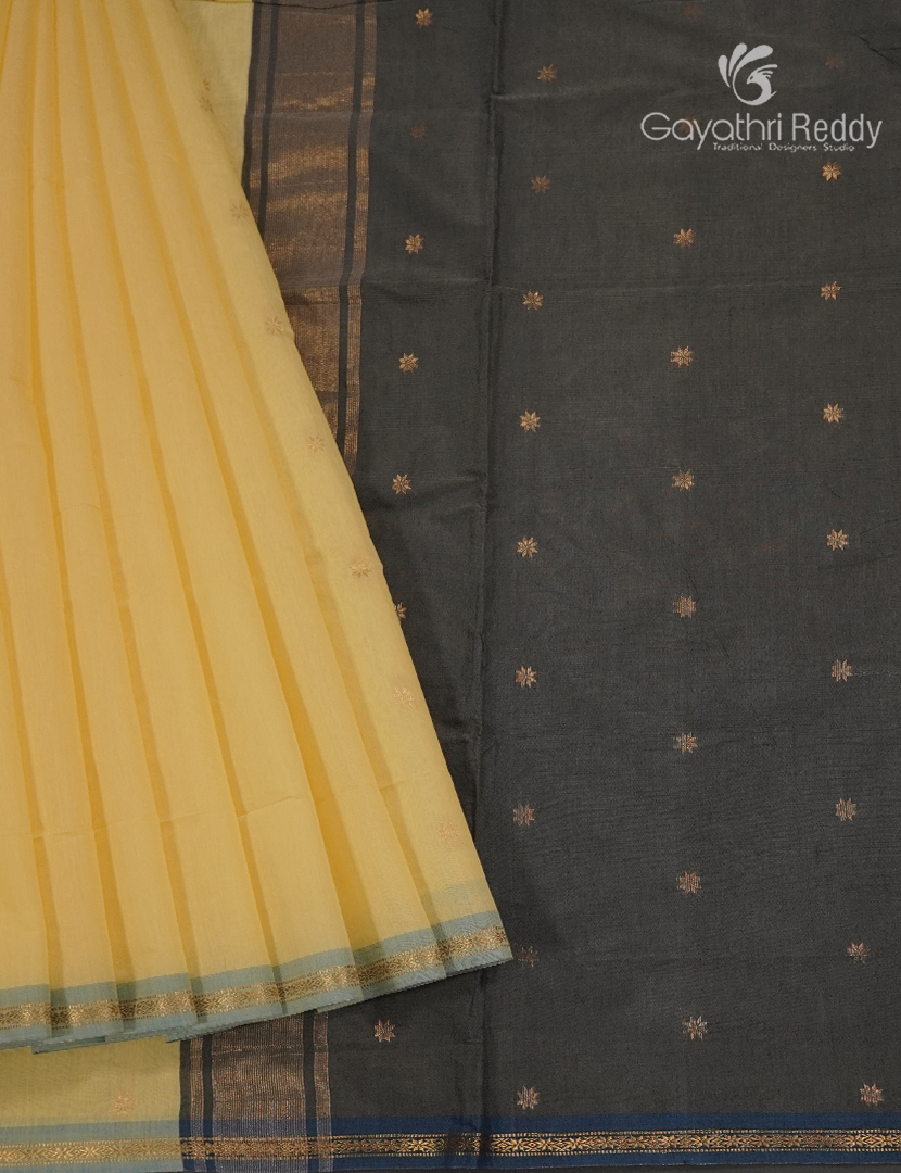 Sico Saree in Yellow and Ash Grey
