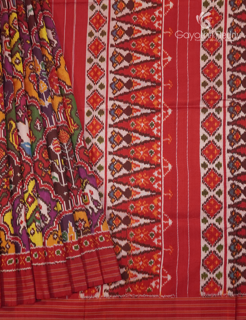 Pure Ikat Silk Saree in Red
