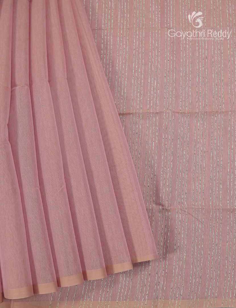 Pure Handloom Cotton Saree in Pastel Onion Pink
