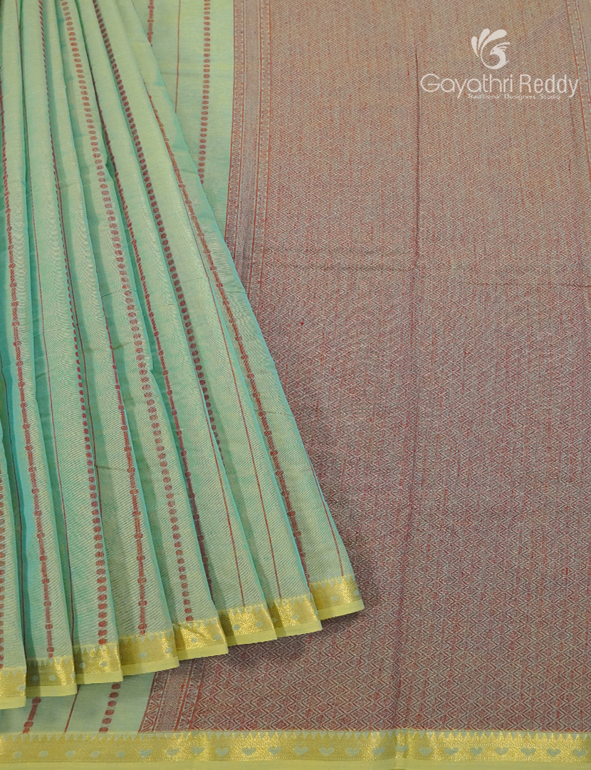 Pure Kanchi Cotton Saree in Pista Green