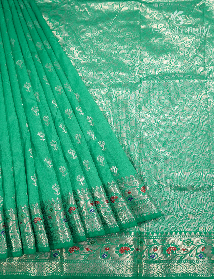 Semi Banaras Katan Silk Saree in Sea Green