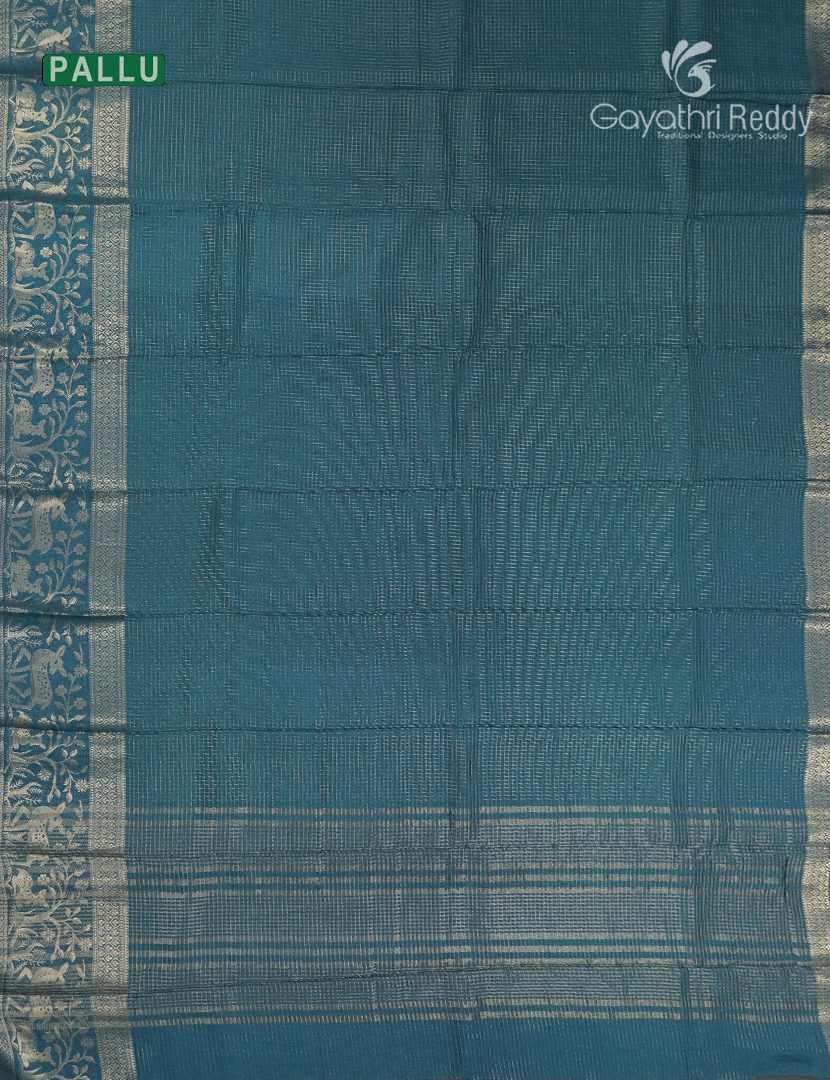 Semi Mysore Crepe Saree in Peacock Blue