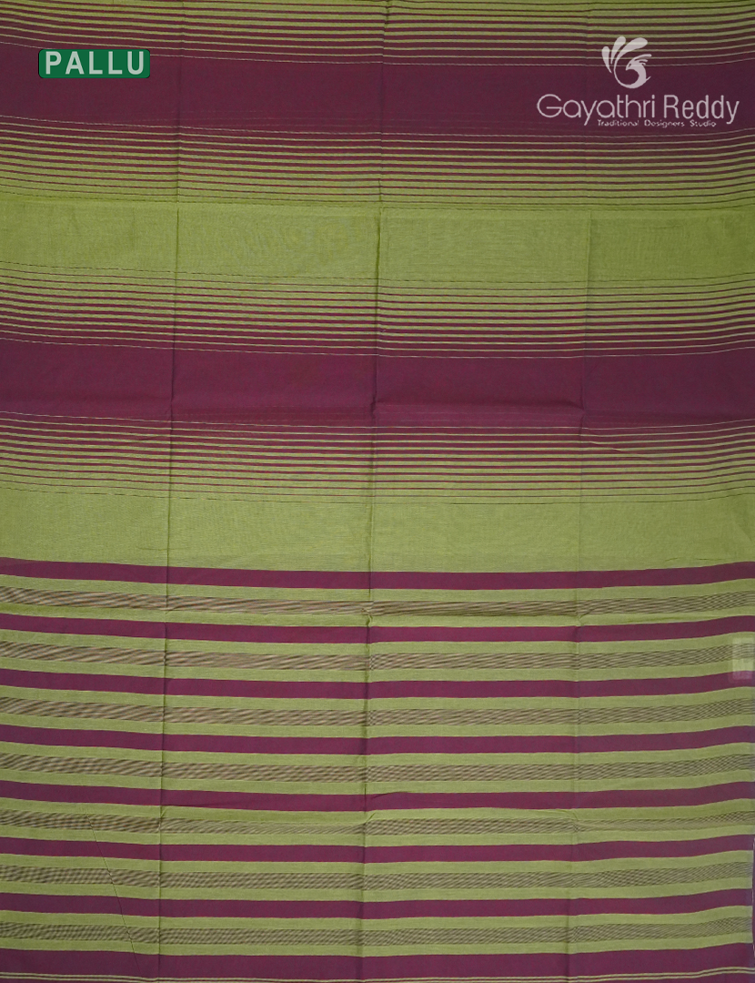 Pure Handloom Cotton Saree in Pista Green and Jamun