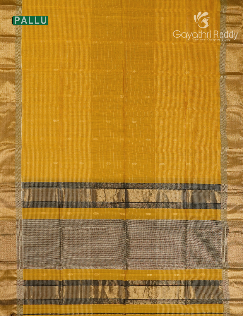 Pure Chanderi Sico Saree in Golden Yellow