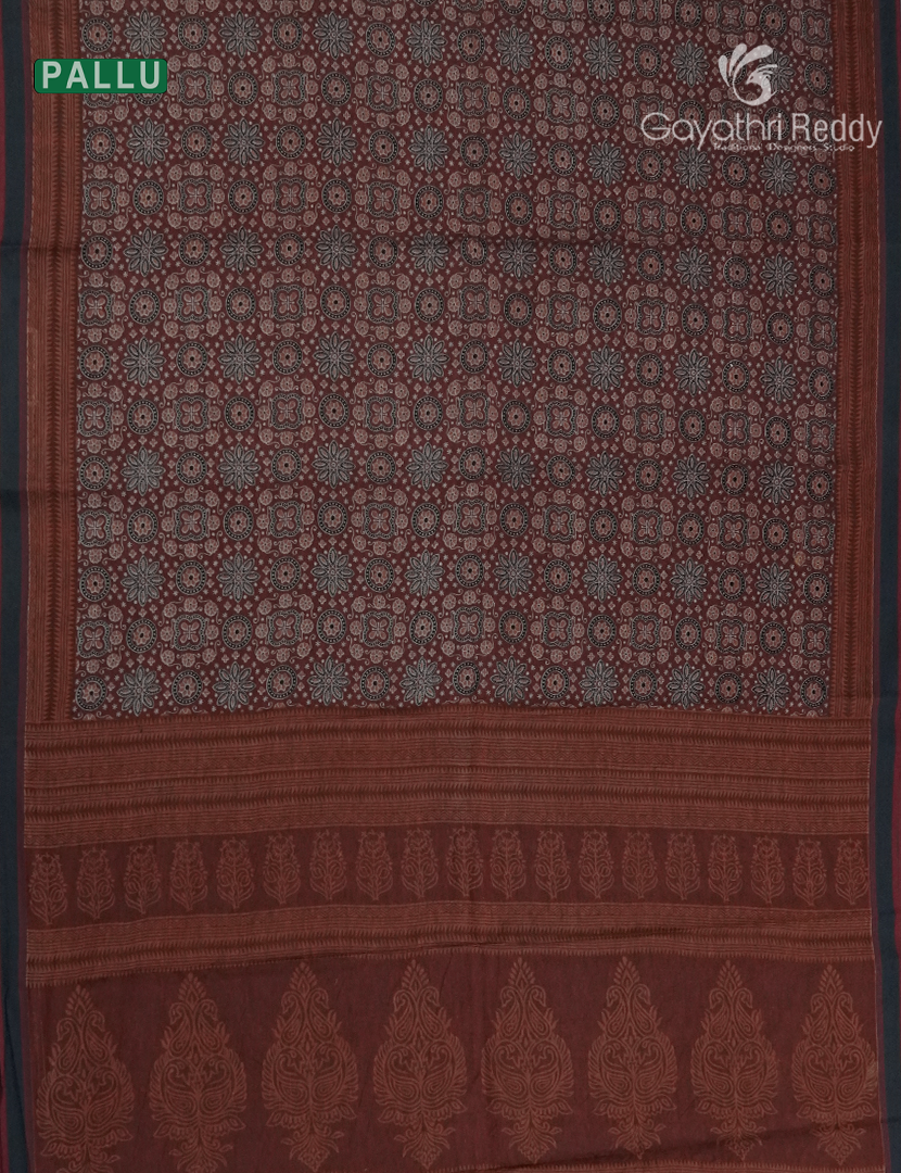 Vidharbha Cotton Saree in Deep Maroon and Rust