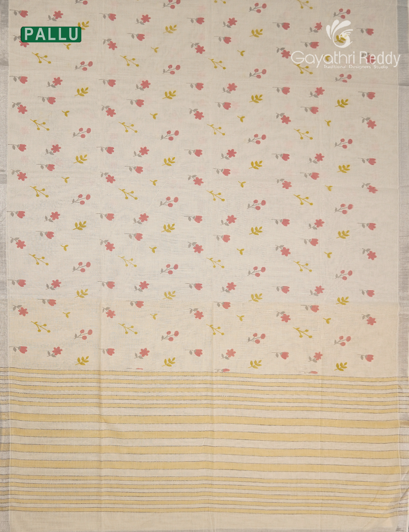 Pure Kanchi Cotton Printed Saree in Ivory