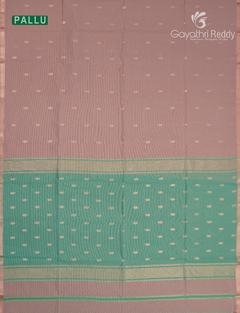 Kanchipuram Sico Saree in Pastel Peach and Sea Green