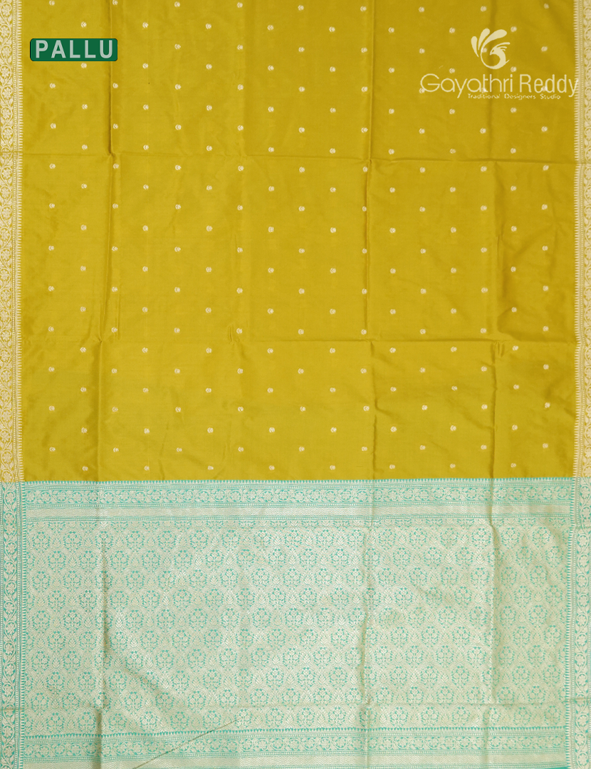Semi Katan Silk Saree in Lime Yellow
