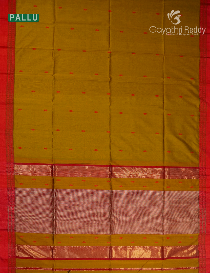 Pure Chanderi Sico Saree in Deep Mustard and Red
