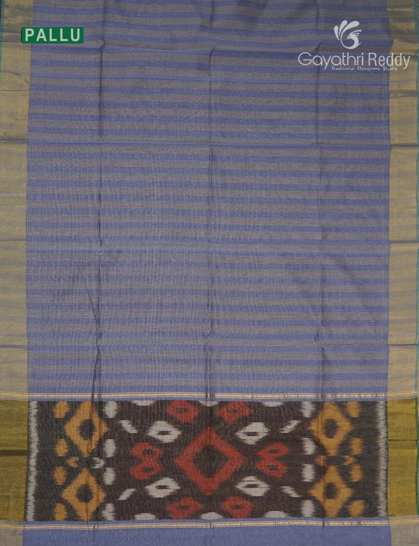 Semi Ikat Sico Saree in Powder Grey