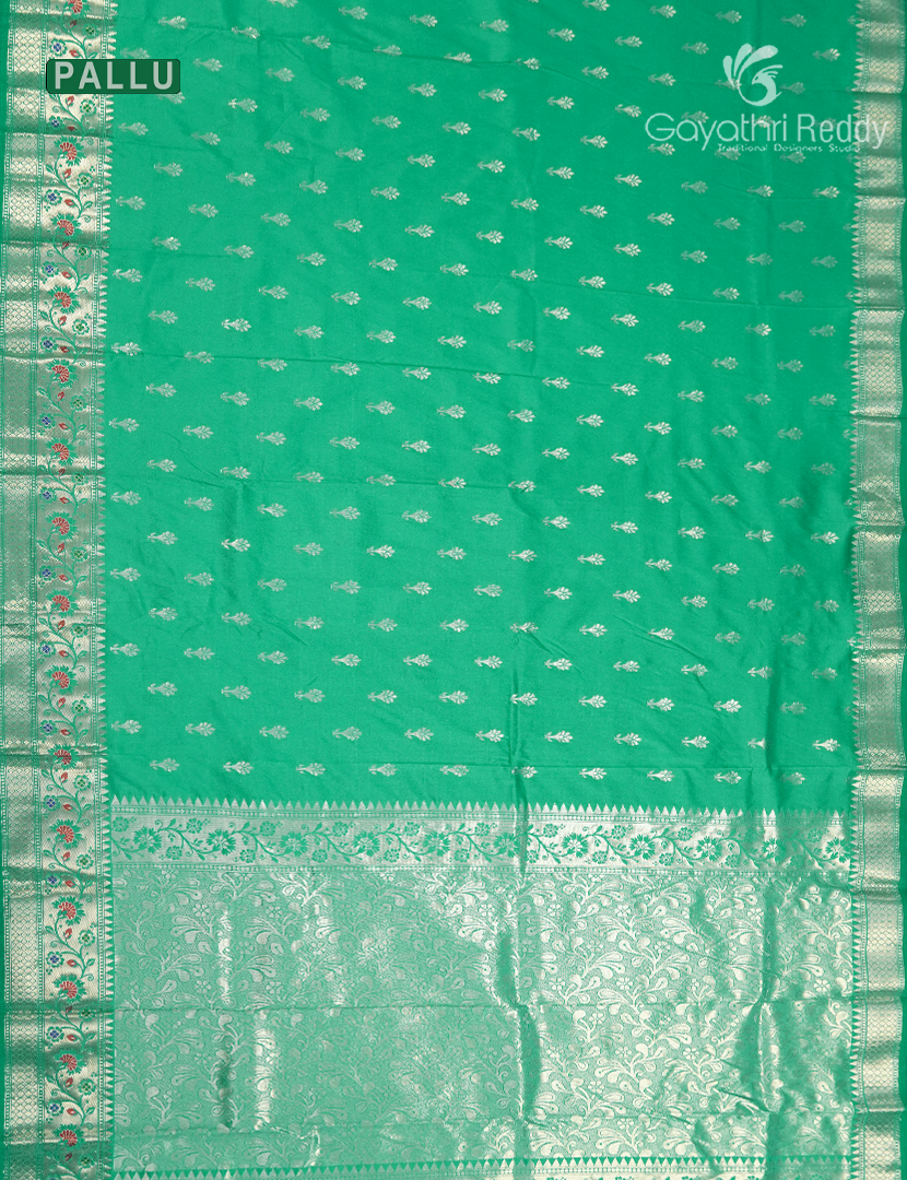 Semi Banaras Katan Silk Saree in Sea Green