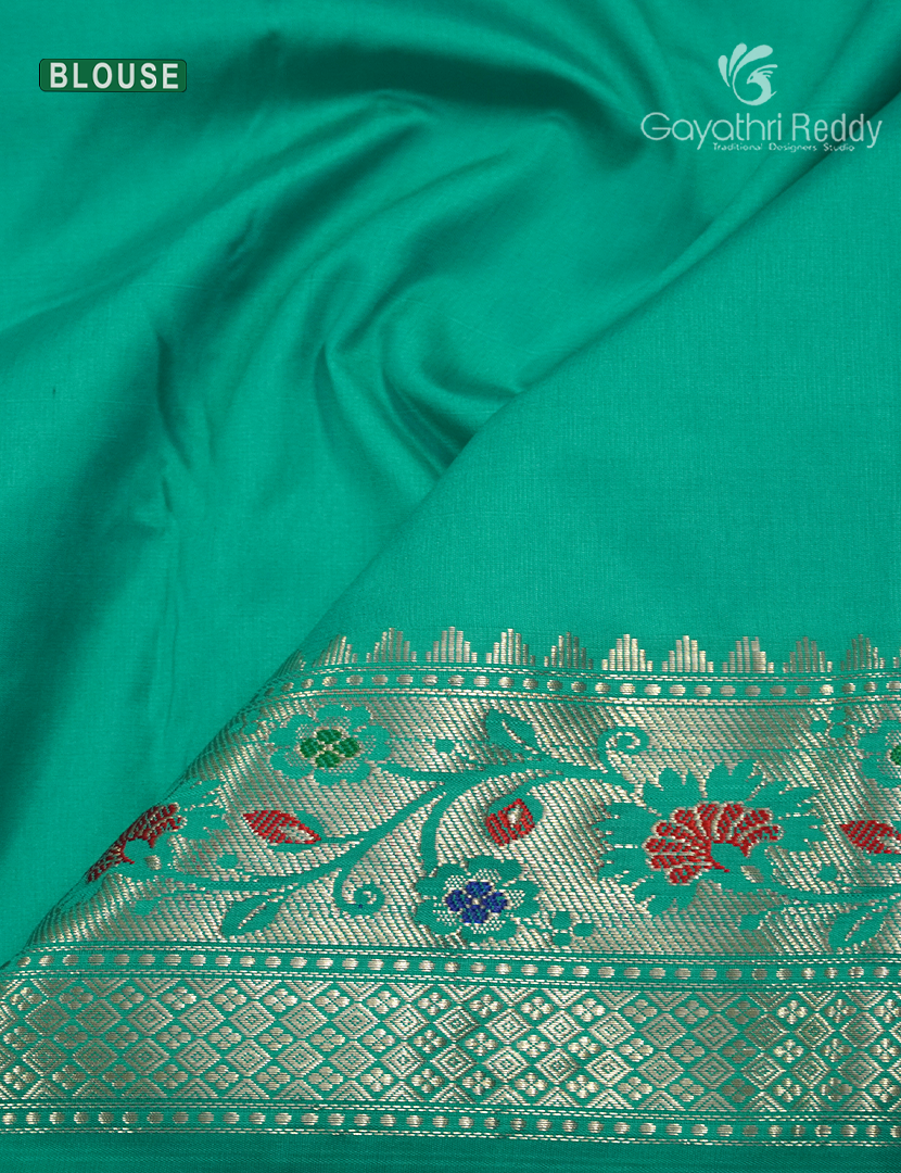 Semi Banaras Katan Silk Saree in Sea Green