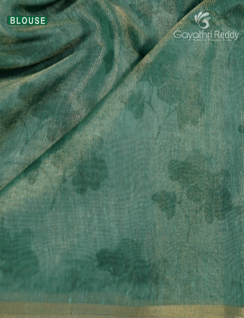 Linen Silk Saree in Sea foam Green