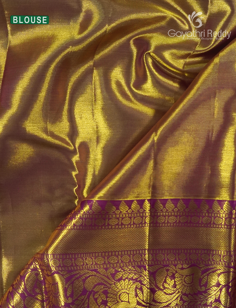 Pure Kanchipuram Silk Bridal Saree in Parrot Green and Magenta