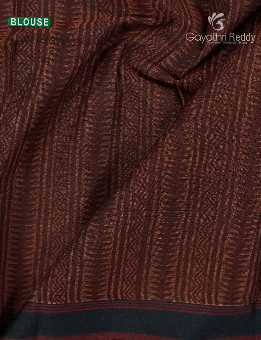Vidharbha Cotton Saree in Deep Maroon and Rust