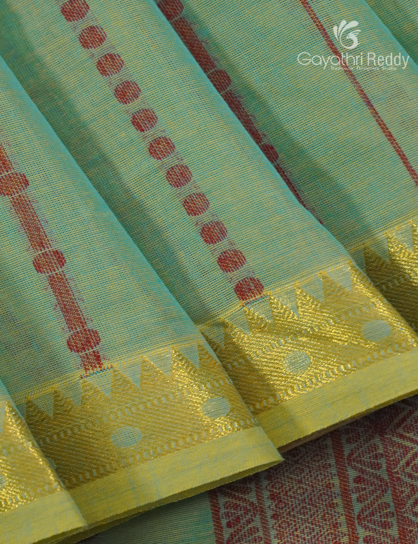 Pure Kanchi Cotton Saree in Pista Green