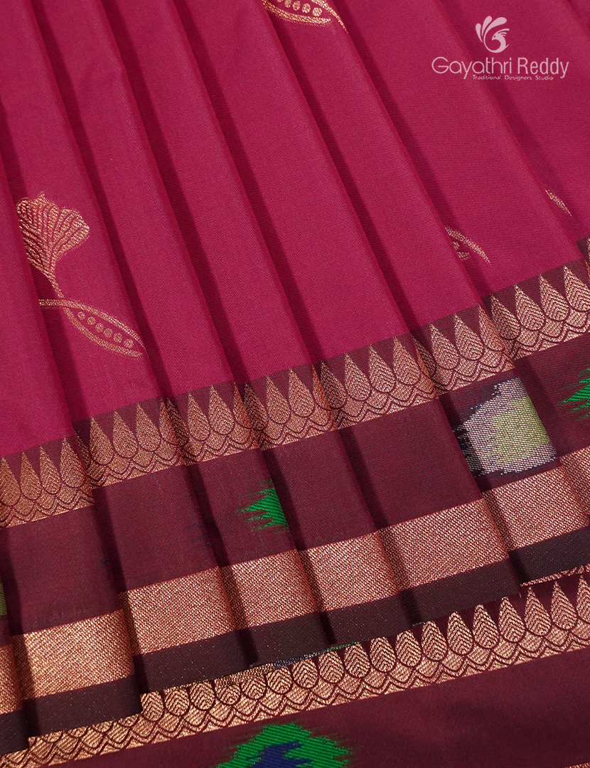 Semi Kanchipuram Art Silk Saree in Rani Pink