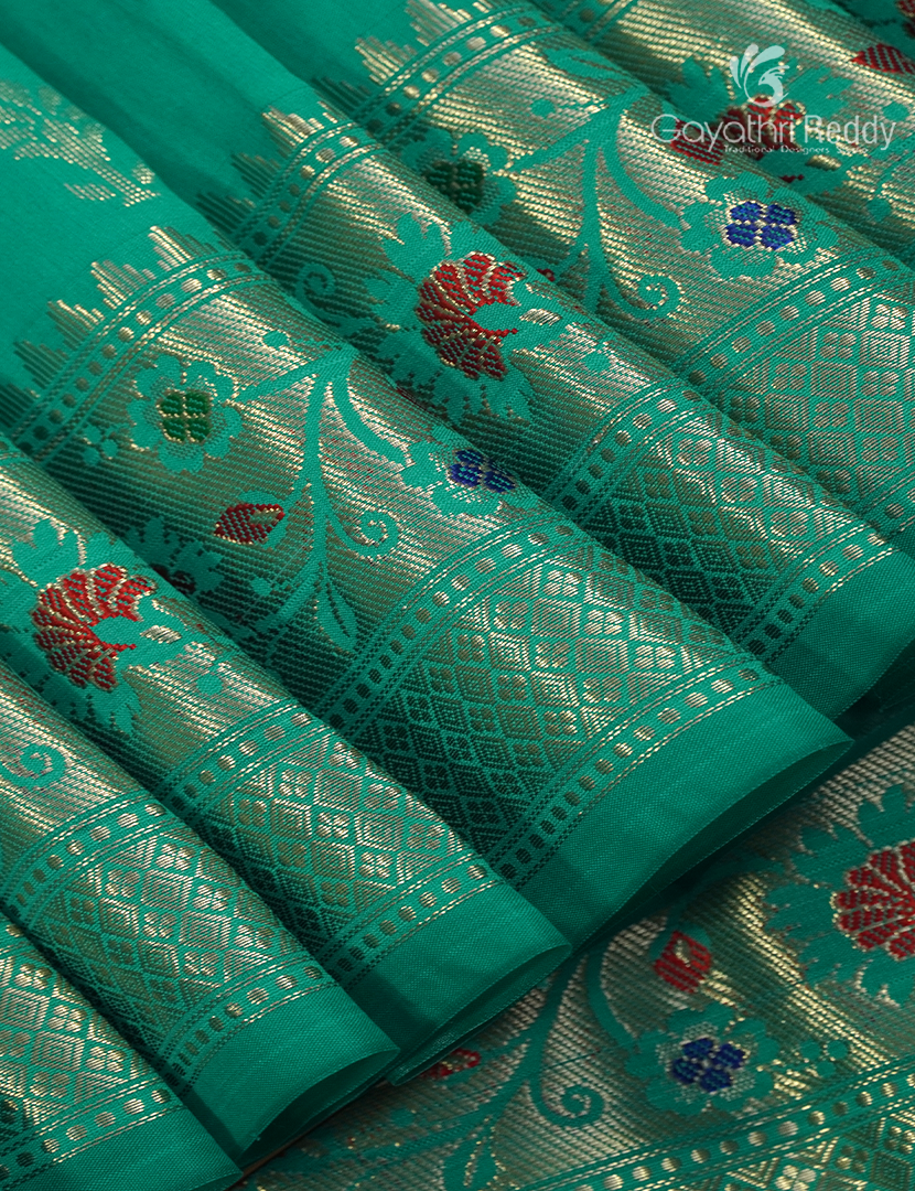 Semi Banaras Katan Silk Saree in Sea Green