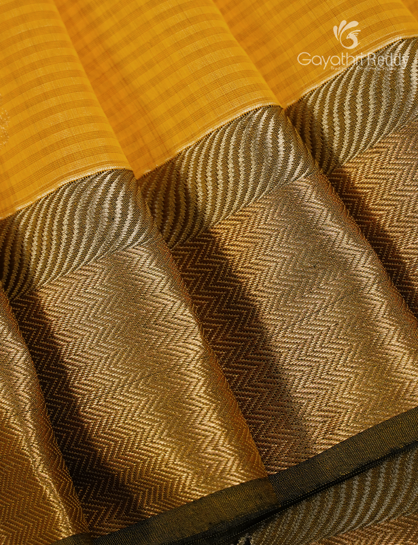 Pure Chanderi Sico Saree in Golden Yellow