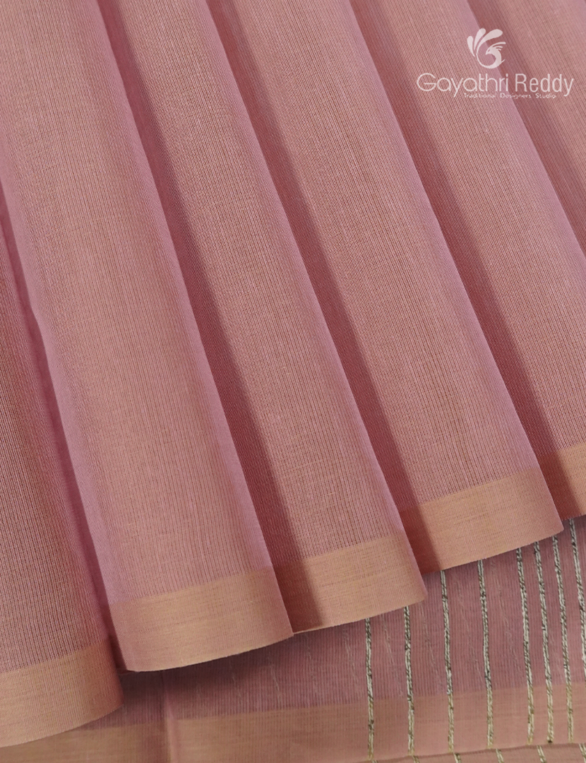 Pure Handloom Cotton Saree in Pastel Onion Pink