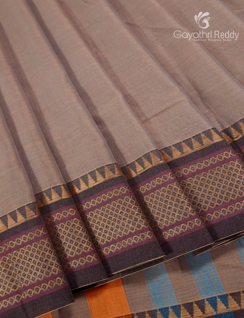 Pure Narayanpet Cotton Saree in Light Beige