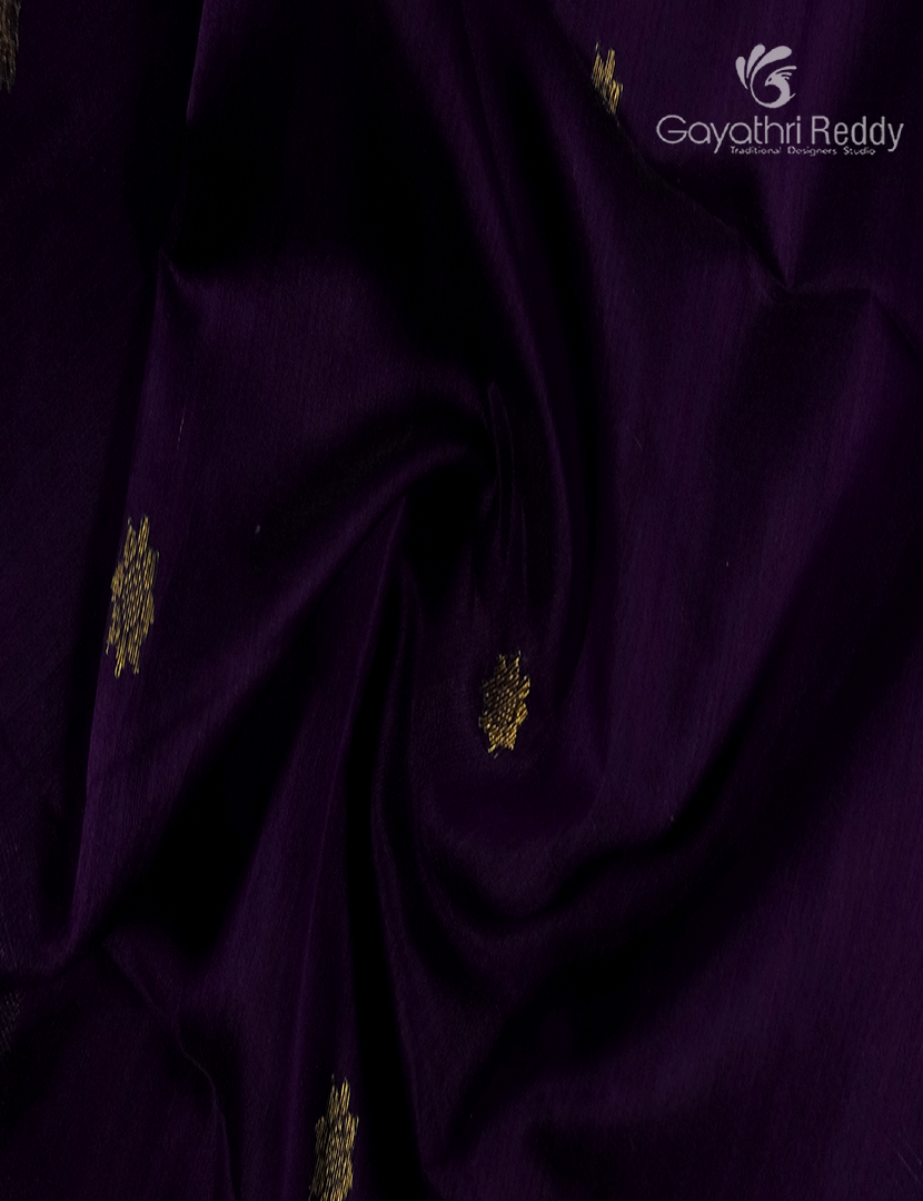Pure Chanderi Sico Saree in Deep Violet and Deep Green