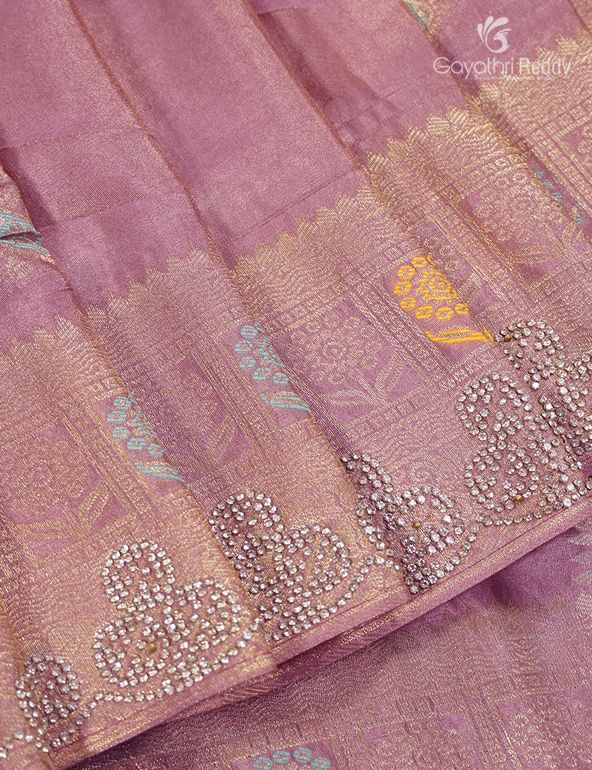 Semi Kanchipuram Silk Fancy Saree in Rose Gold
