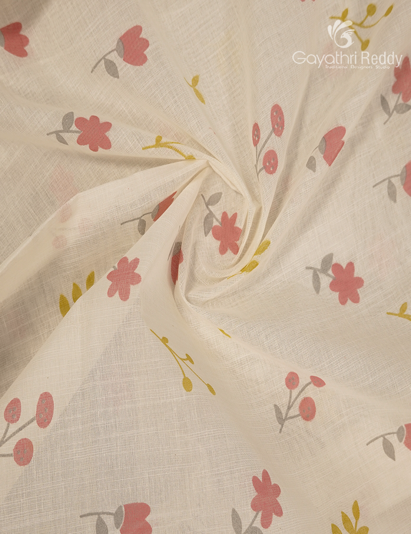 Pure Kanchi Cotton Printed Saree in Ivory