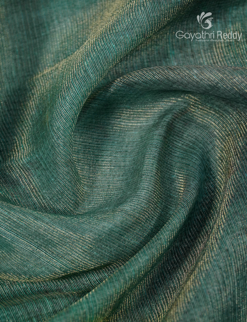 Linen Silk Saree in Sea foam Green