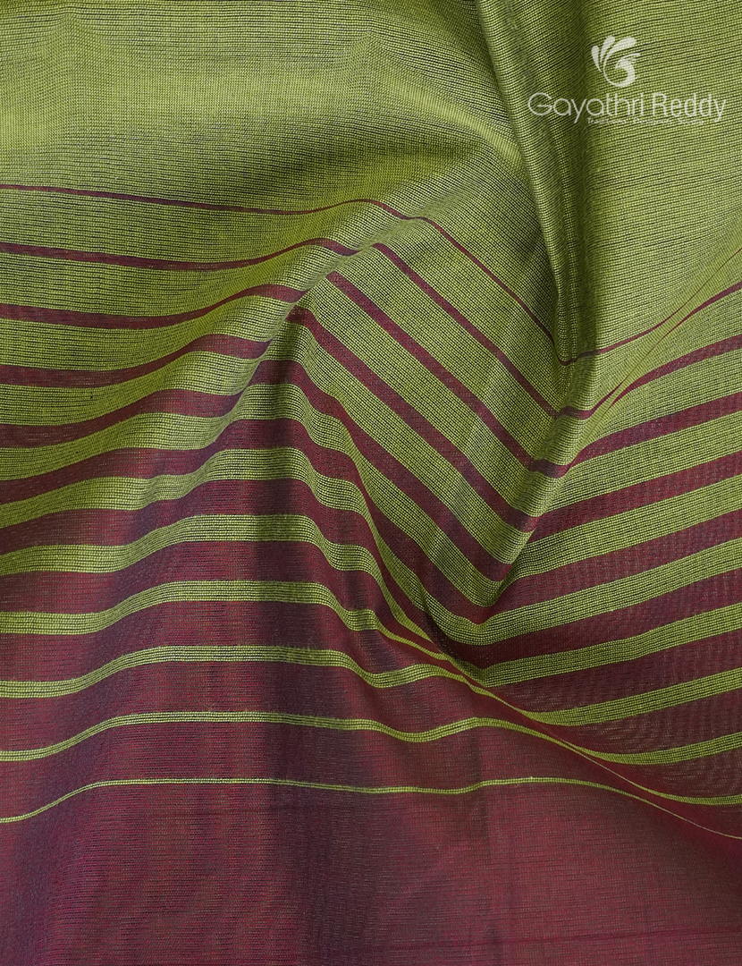 Pure Handloom Cotton Saree in Pista Green and Jamun