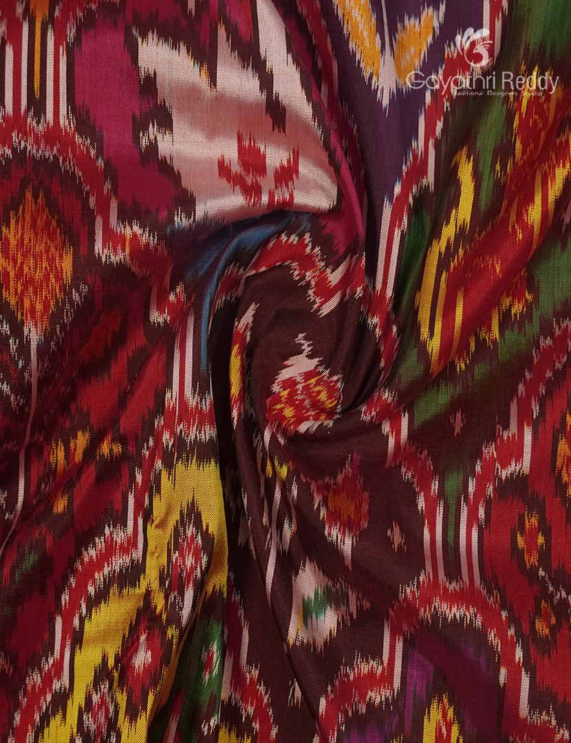 Pure Ikat Silk Saree in Red