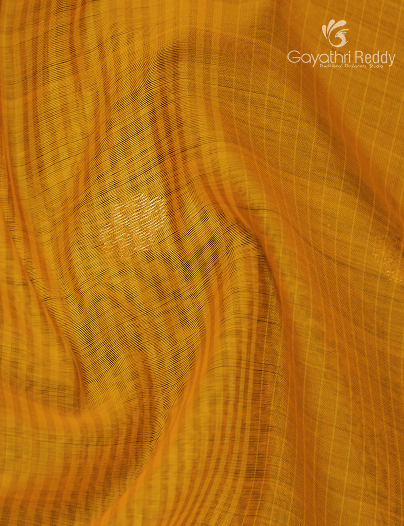 Pure Chanderi Sico Saree in Golden Yellow
