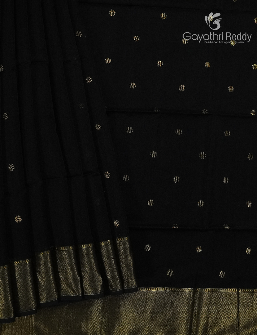 Pure Chanderi Sico Saree in Black