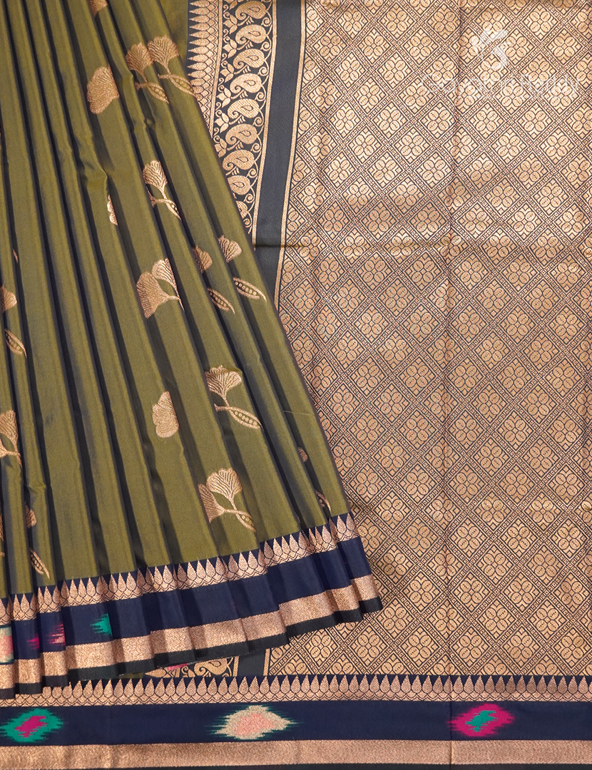 Semi Kanchipuram Art Silk Saree Mehendi Green
