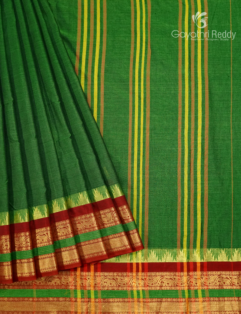 Pure Narayanpet Cotton Saree in Leaf Green