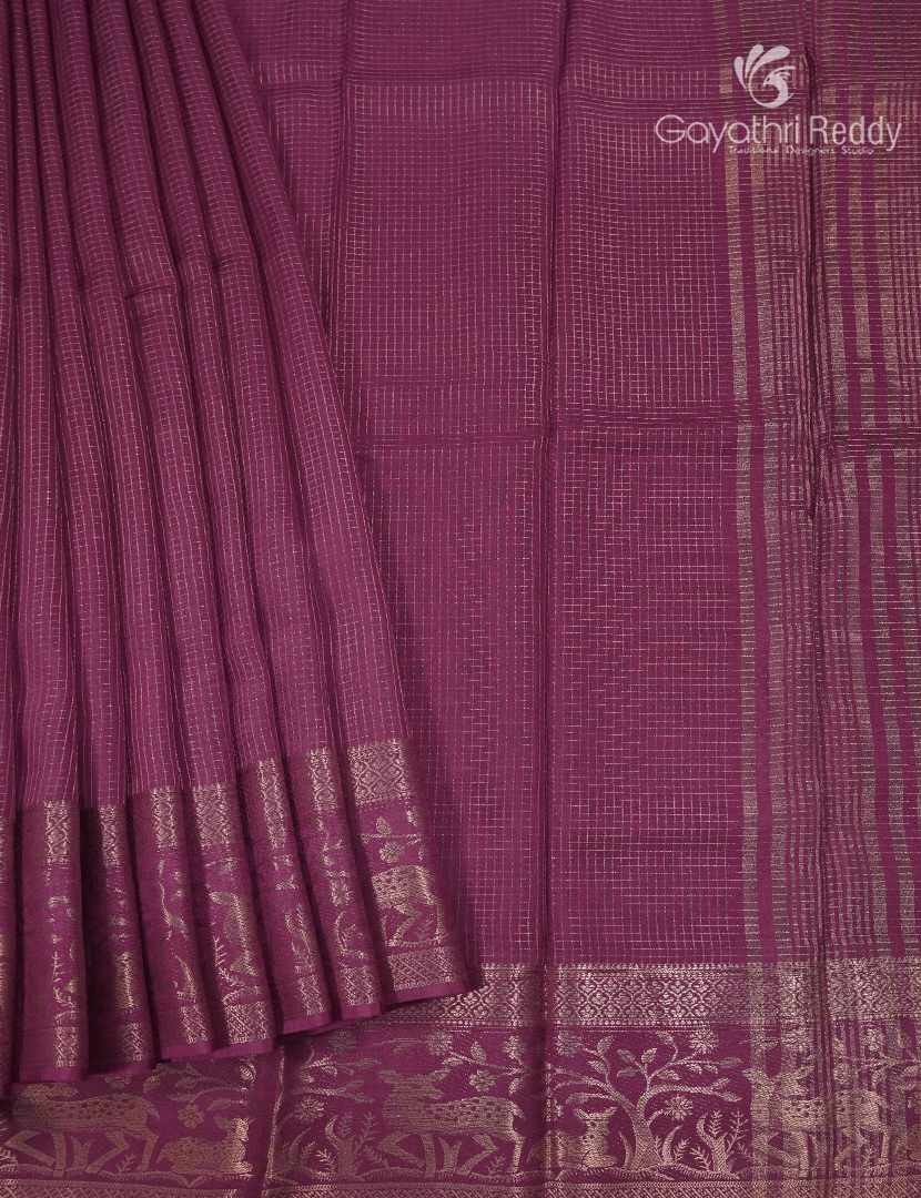 Semi Mysore Crepe Saree in Burgundy