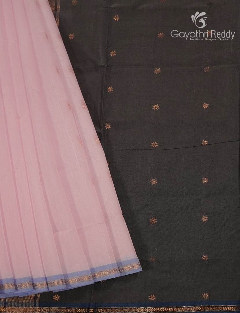 Sico Saree in Baby Pink and Deep Brown