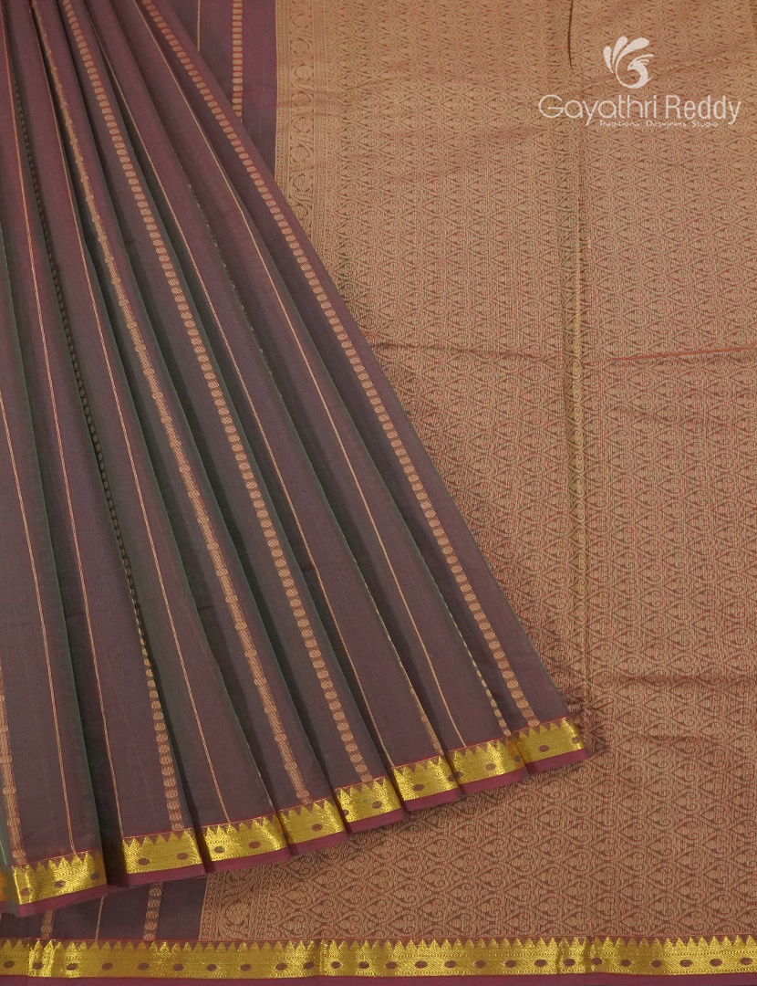 Pure Kanchi Cotton Saree in Brown