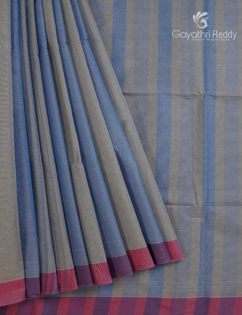Pure Handloom Cotton Saree in Grey