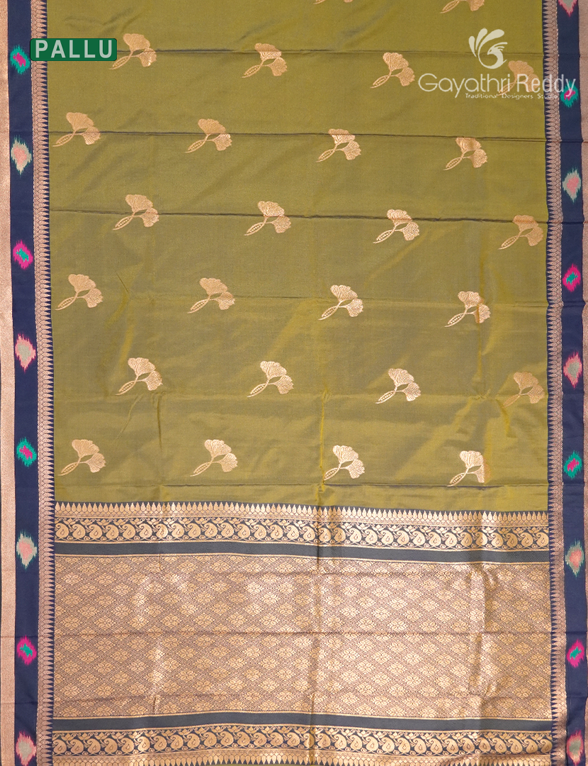 Semi Kanchipuram Art Silk Saree Mehendi Green