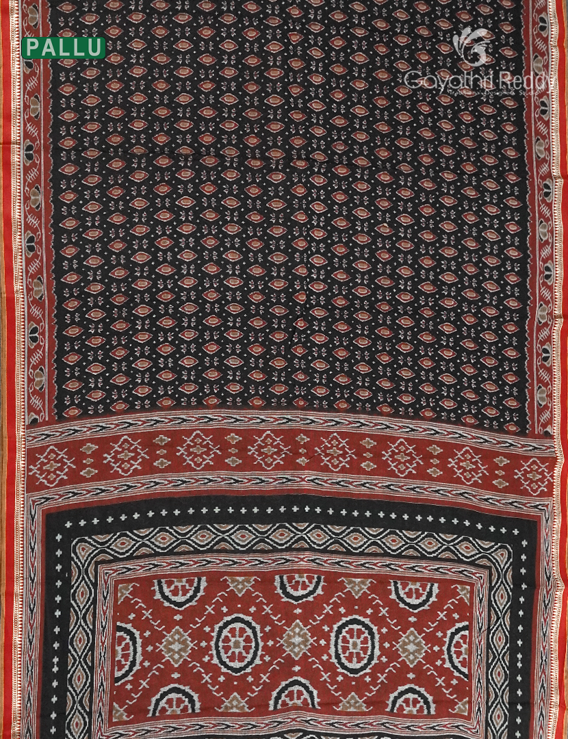 Vidharbha Cotton Saree in Black and Rust