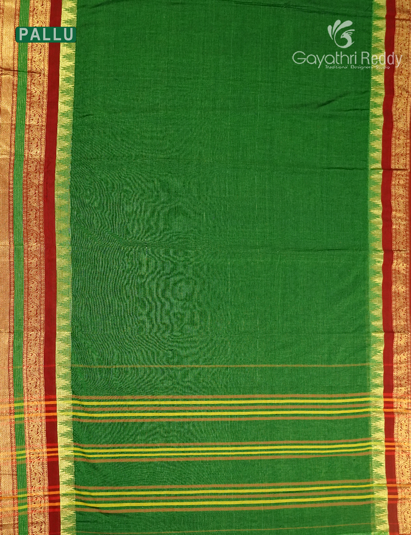 Pure Narayanpet Cotton Saree in Leaf Green