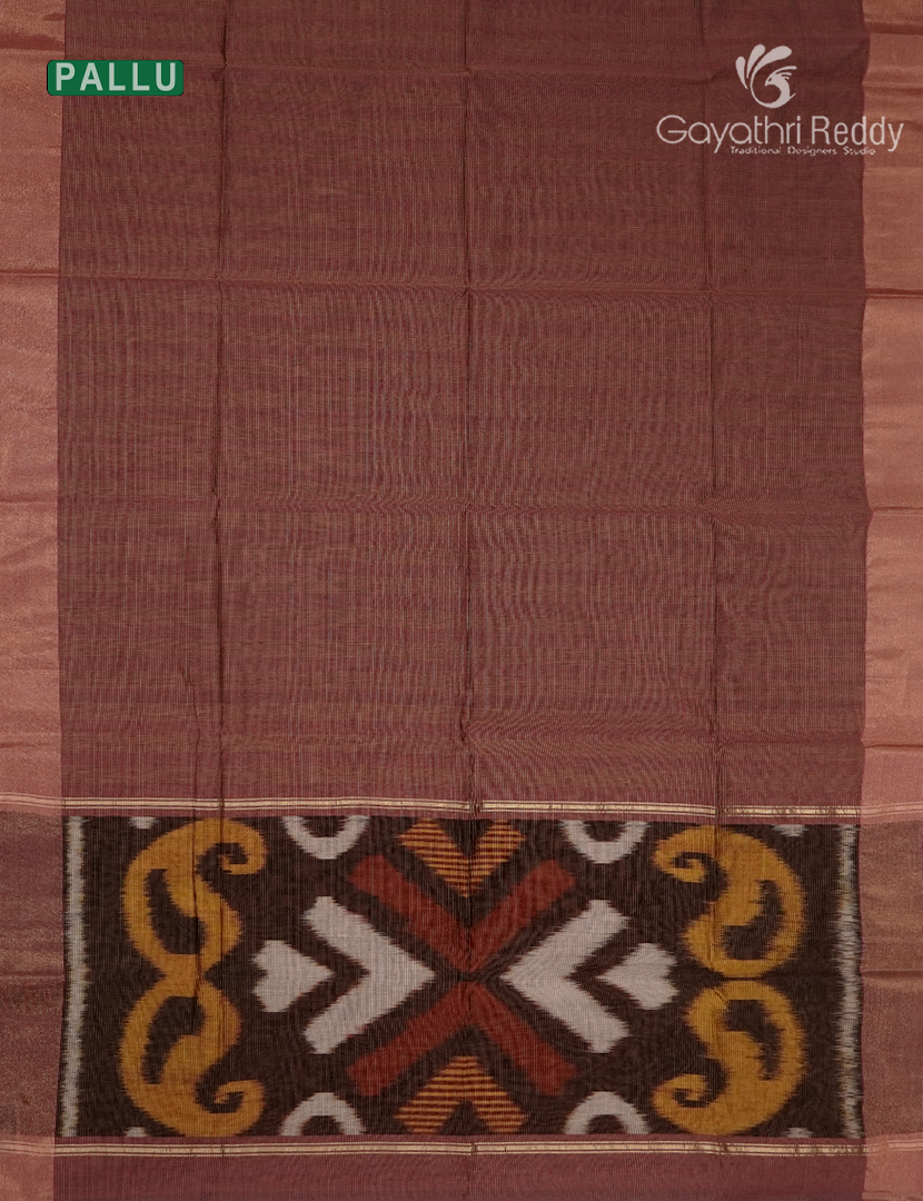 Semi Ikat Sico Saree in Rust